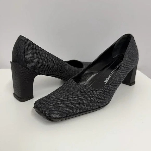 Vintage Giuseppe Zanotti Pumps Shoes Heather Charcoal Gray Wool Size 37 1/2 AA - Picture 2 of 8
